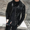 Leather Jacket Shinny Mens Jackets And Coats Jaqueta Masculino Red Black Coffee Stage Clothing For Singer Club Party Jacket Man