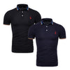 2019 Brand Quality 2 Pieces /Lot Polos Men Solid Slim Fit Deer Embroidery Polo Shirt Men Casual Business Polo Giraffe Mens Tops