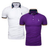 2019 Brand Quality 2 Pieces /Lot Polos Men Solid Slim Fit Deer Embroidery Polo Shirt Men Casual Business Polo Giraffe Mens Tops