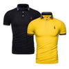 2019 Brand Quality 2 Pieces /Lot Polos Men Solid Slim Fit Deer Embroidery Polo Shirt Men Casual Business Polo Giraffe Mens Tops