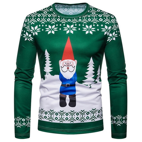 New Christmas Print Men TShirt O Neck long Sleeve Tee Tops Casual Hip Hop 3D Print T-shirt Camisetas Hombre Party Funny T Shirts