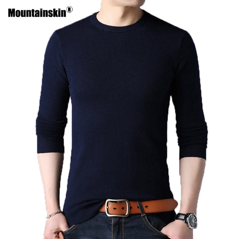 Mountainskin Men's Sweater Autumn Pullover New Slim Round Neck Mens Bottoming Shirt Fashion Casual Solid Sweater M~4XL SA764