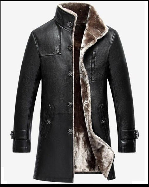 2019 Mens Sheep Leather Jacket Coat Parka Real Fur Mens Clothing Long Plush Thick Over Winter Sheepskin Large Size Jackets Men
