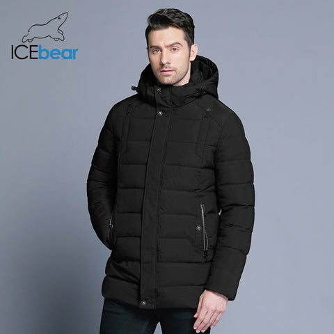 ICEbear 2019 new men's winter  jacket warm detachable hat male short coat fashion casual apparel man brand clothing MWD18813D