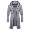 Shujin New Mens Hooded Solid Trench Coat Jacket Cardigan Long Sleeve Outwear Male Autumn Winter Slim Fit Long Coat Tops