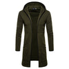Shujin New Mens Hooded Solid Trench Coat Jacket Cardigan Long Sleeve Outwear Male Autumn Winter Slim Fit Long Coat Tops