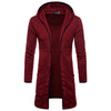 Shujin New Mens Hooded Solid Trench Coat Jacket Cardigan Long Sleeve Outwear Male Autumn Winter Slim Fit Long Coat Tops