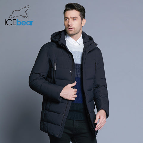 ICEbear 2019 new winter men's jacket with high quality fabric detachable hat for male's warm coat simple mens coat MWD18945D