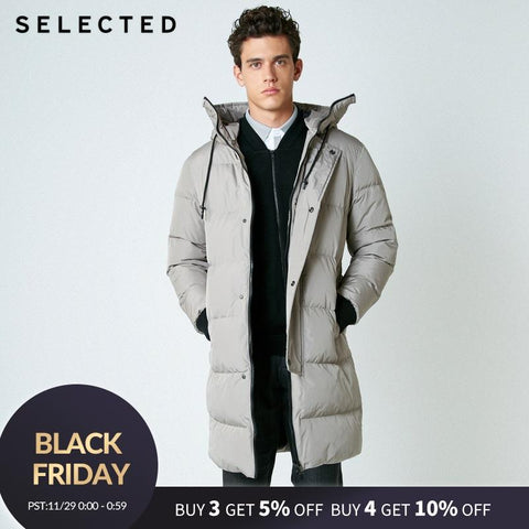 SELECTED 2019 New Winter Down Jacket Men's Zipper and Hat Casual Clothes Medium-and-Long Coat  S | 418412503